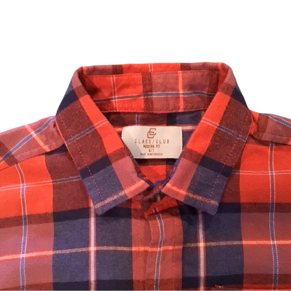 NWT Class Club flannel plaid boys button up shirt, size 6/7